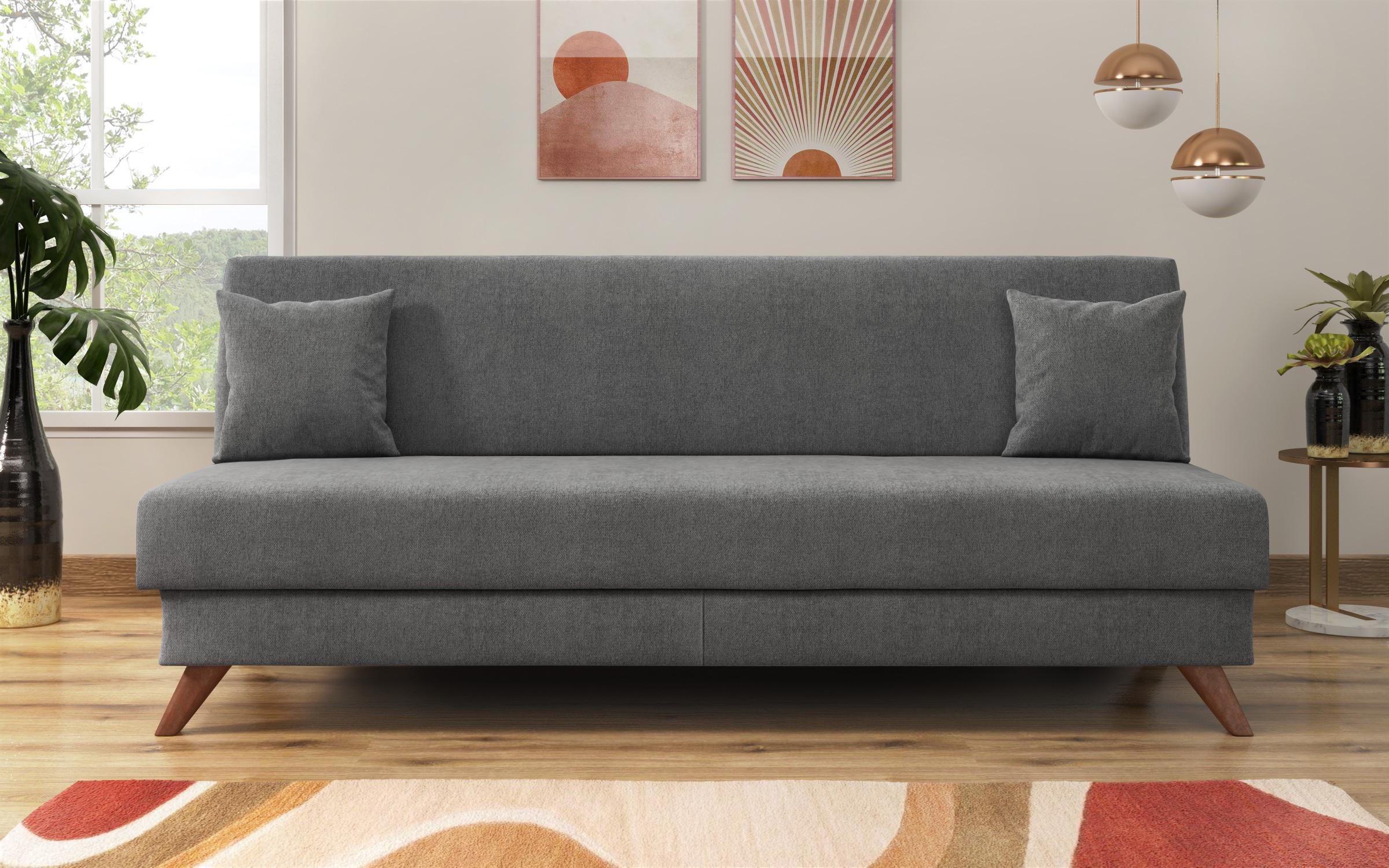 Extendable click-clack sofa Lendo, grey  1